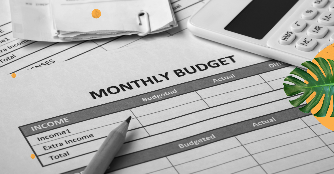 An image of a paper with monthly budget report.
