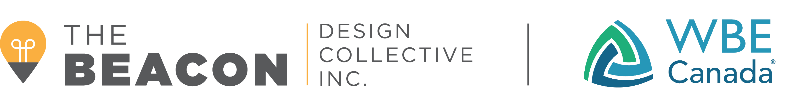 The logos of The Beacon Design Collective and WBE Canada displayed side by side.